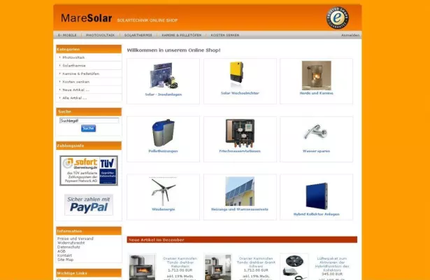 Bild: Mare Solar Online Shop jetzt durch Trusted Shops geprüft