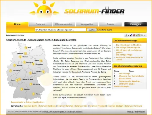 Bild: Spezialisiertes Branchenbuch für Sonnenstudios – Floating Concepts startet Solarium-finder.de