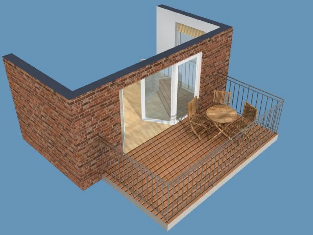 3D Terrasse - Holz (Nussbaum)