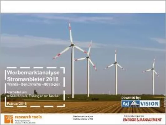 Bild: Stromwerbung mit Fokus auf Solar, Wind und Wasser