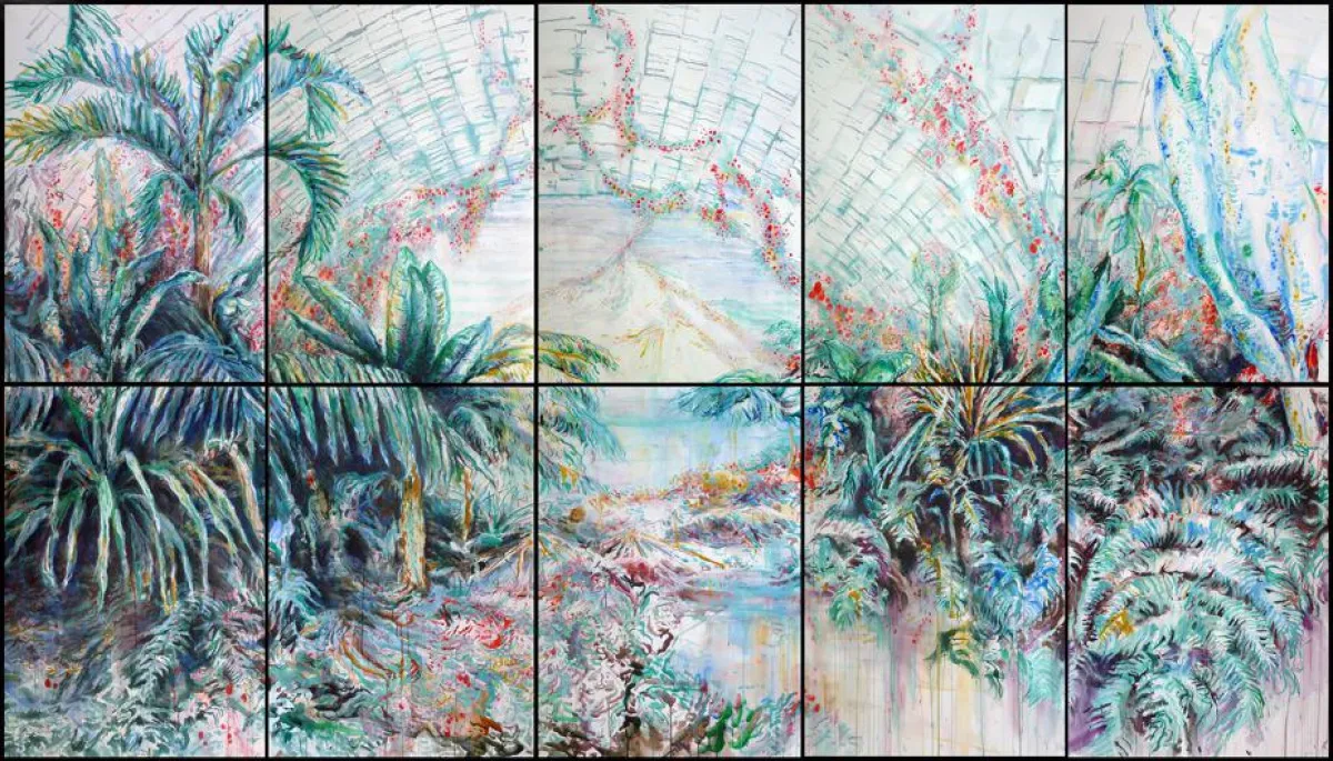 Ulrike Theusner, Hortus Conclusus, 2016, Tusche auf Papier, 200 x 350 cm, Courtesy Galerie Rothamel