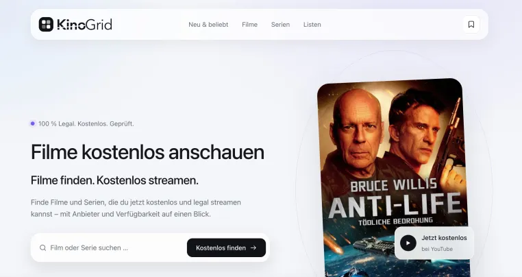 Bild: KinoGrid startet Suchplattform für kostenlose und legale Filme und Serien