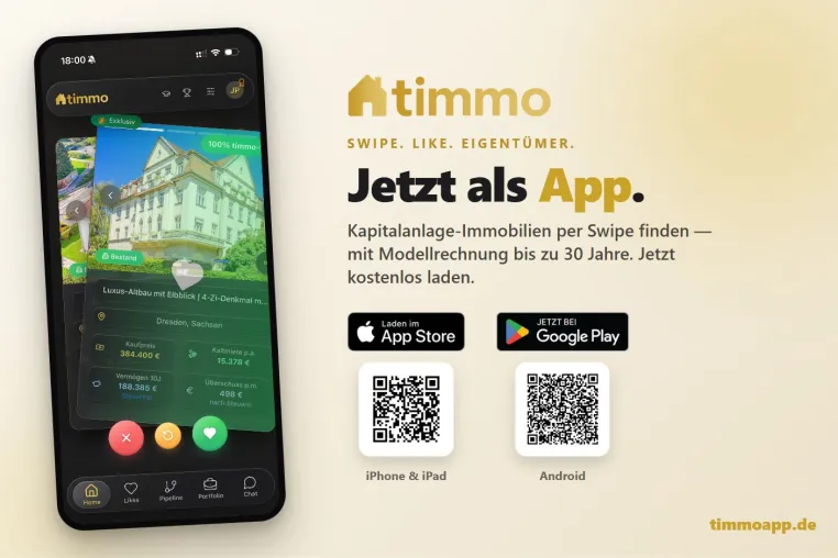 Bild: timmo: Kapitalanlage-Immobilien per Swipe – App ab sofort für iOS und Android verfügbar