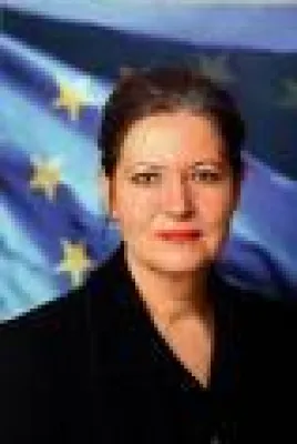 Bild: EU-Abgeordnete Erika Mann beim Bundesverband Selbsthilfe Körperbehinderter