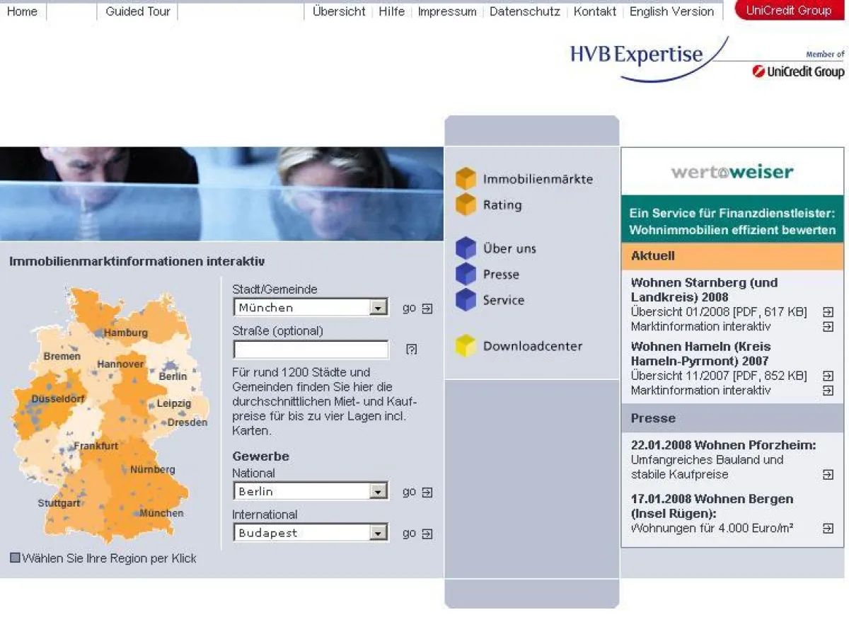 Homepage der HVB Expertise GmbH
