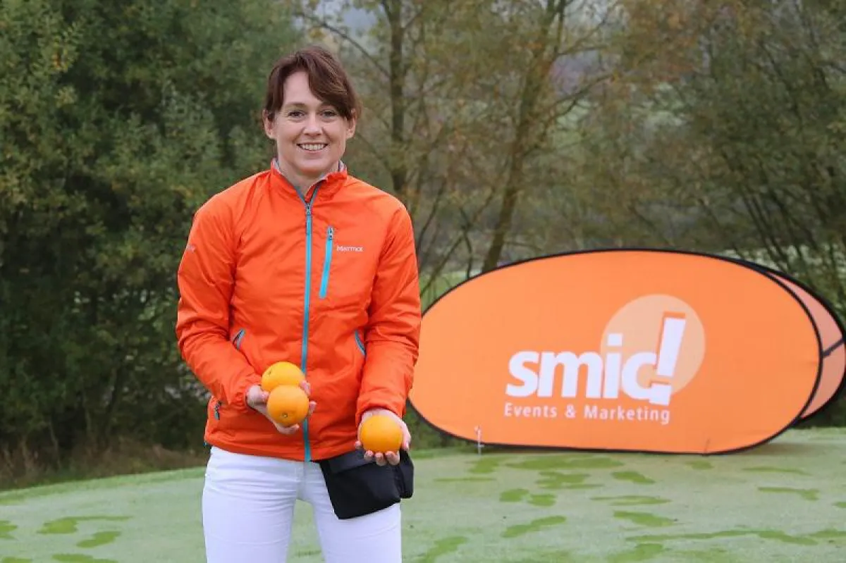 Veranstalterin Sabine Michel, Smic! Events & Marketing, beim ORANGE CUP 2014 im GC Am Habsberg.