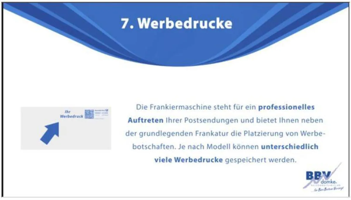 Vorteile und Auswahl von Frankiermaschinen im neuen Guide von BBV-Domke einfach und bildhaft erklärt