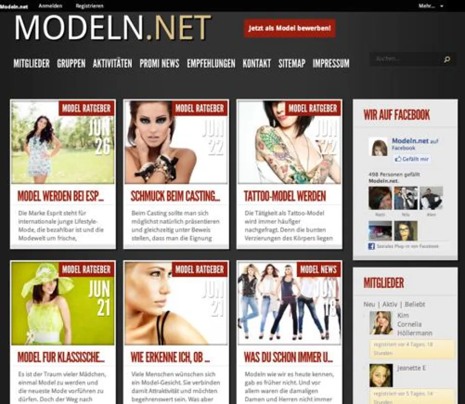 www.modeln.net Startseite