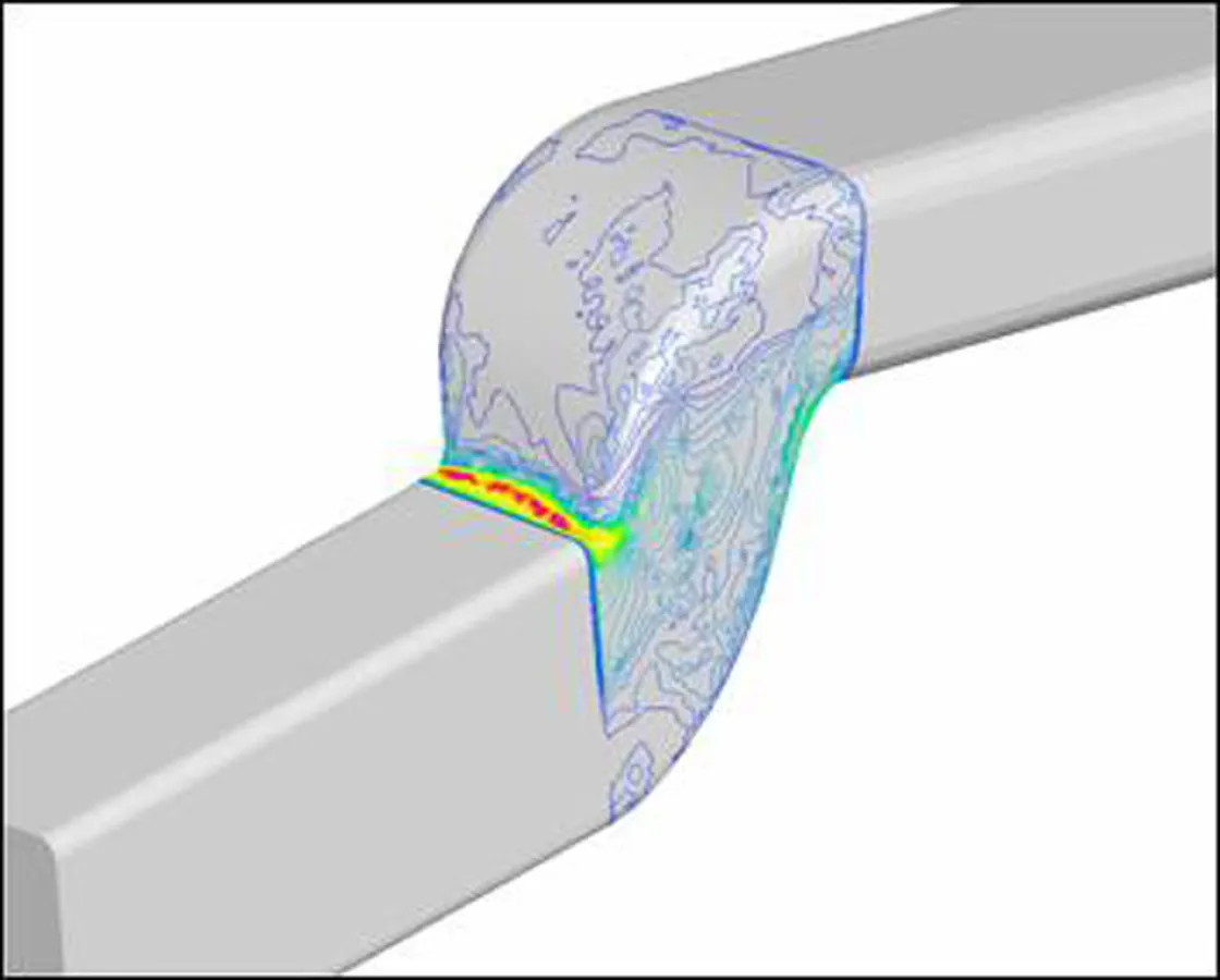 Automatisch aktualisierte Oberfläche entsprechend der Sensitivität, die mit einer Verringerung des Druckverlustes von 20% einhergeht (Bild: ESI Group)