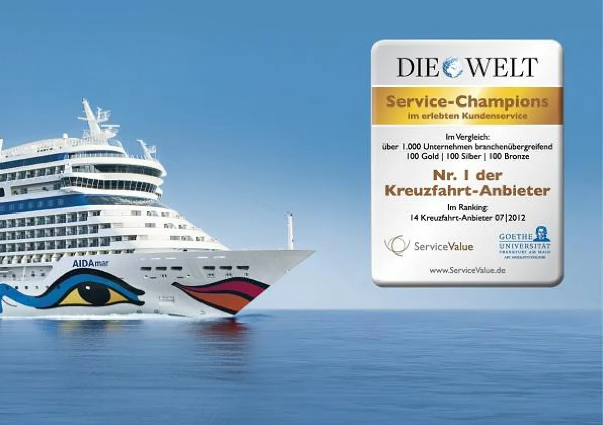 Kreuzfahrtunternehmen AIDA Cruises ist Service-Champion 2012